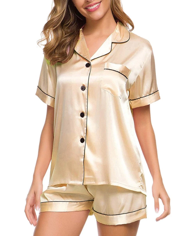 Online Only! Satin Button Down Shorty Pj Set