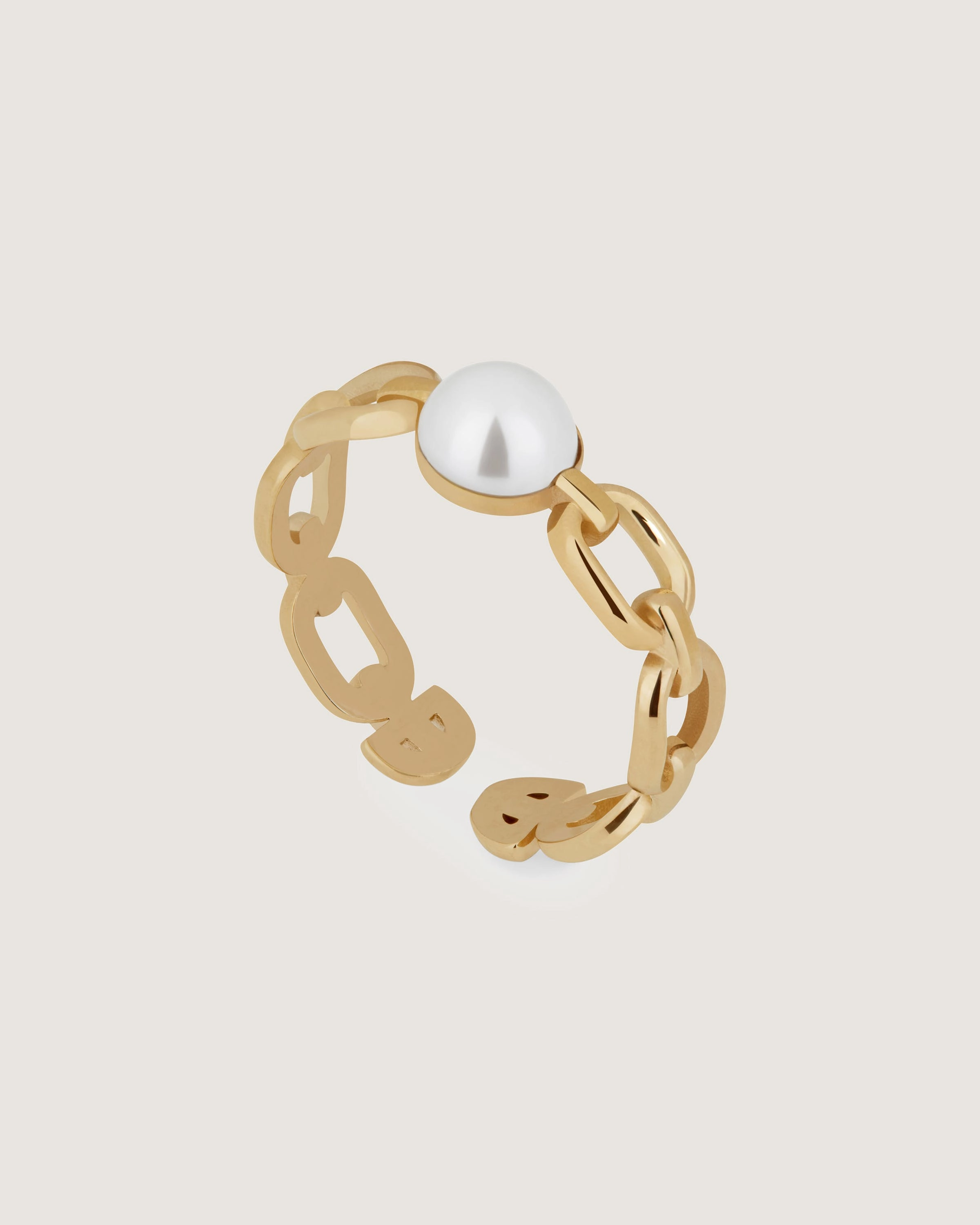 Pearl Link Ring - 22 Carat Gold Gilded