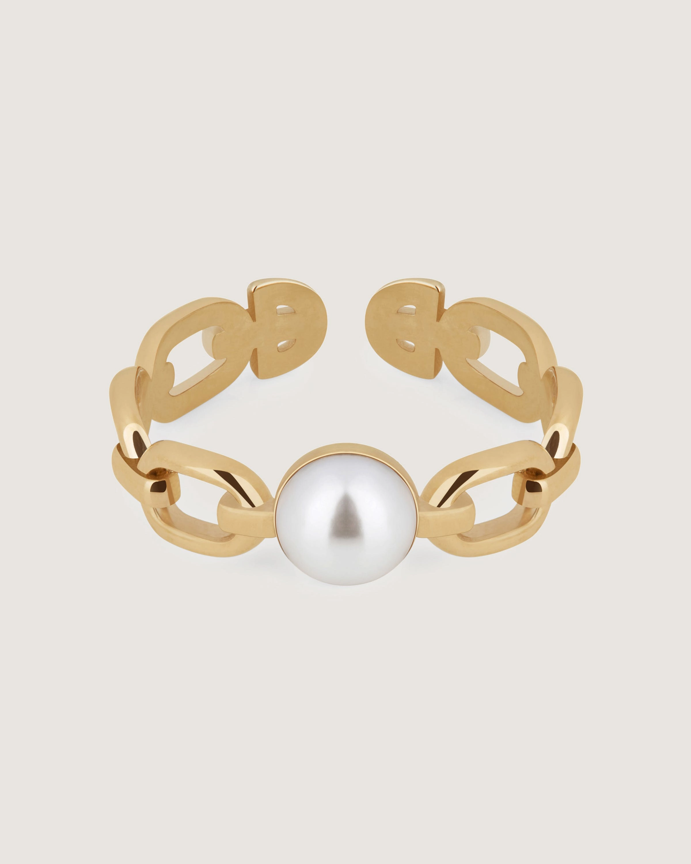 Pearl Link Ring - 22 Carat Gold Gilded