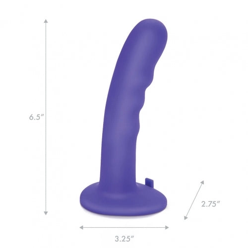Pegasus Remote Control 6 Inch Curved Wave Silicone Peg With Harness - Purple