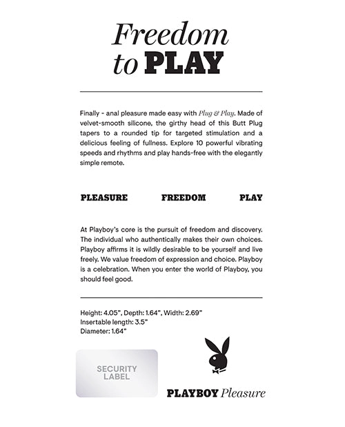 Playboy Pleasure Plug & Play Vibrating Butt Plug