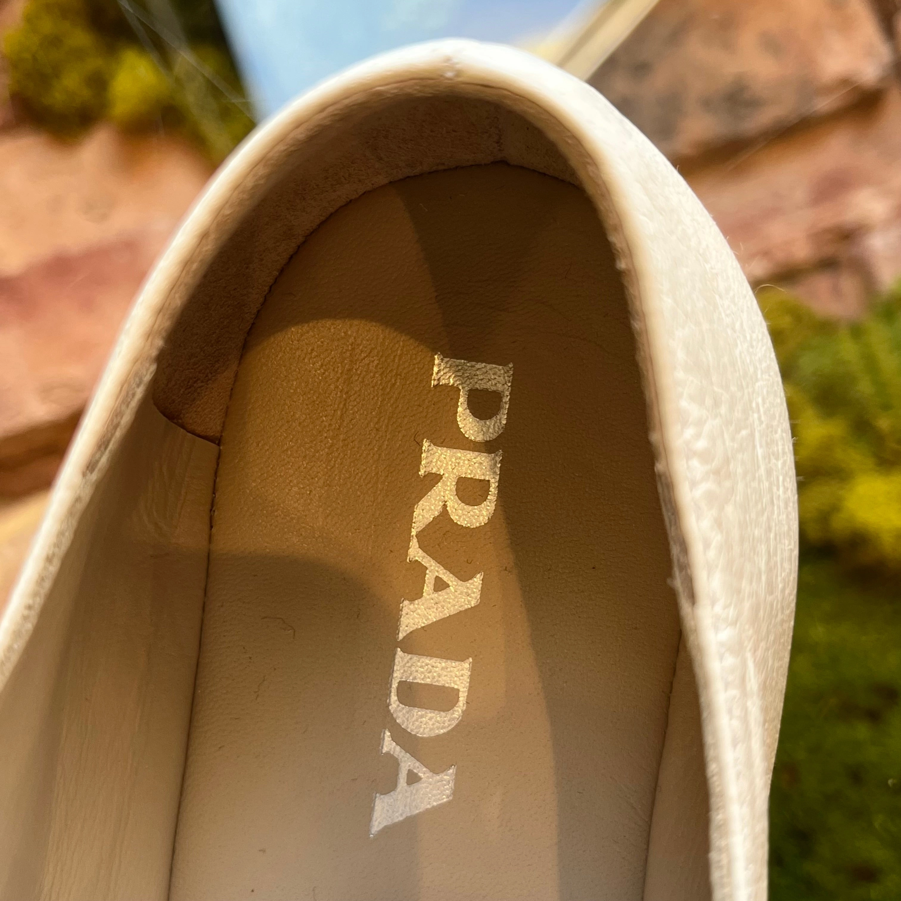 PRADA White Nappa Leather Platform Lace Up Espadrille Sneakers SZ41(11US)