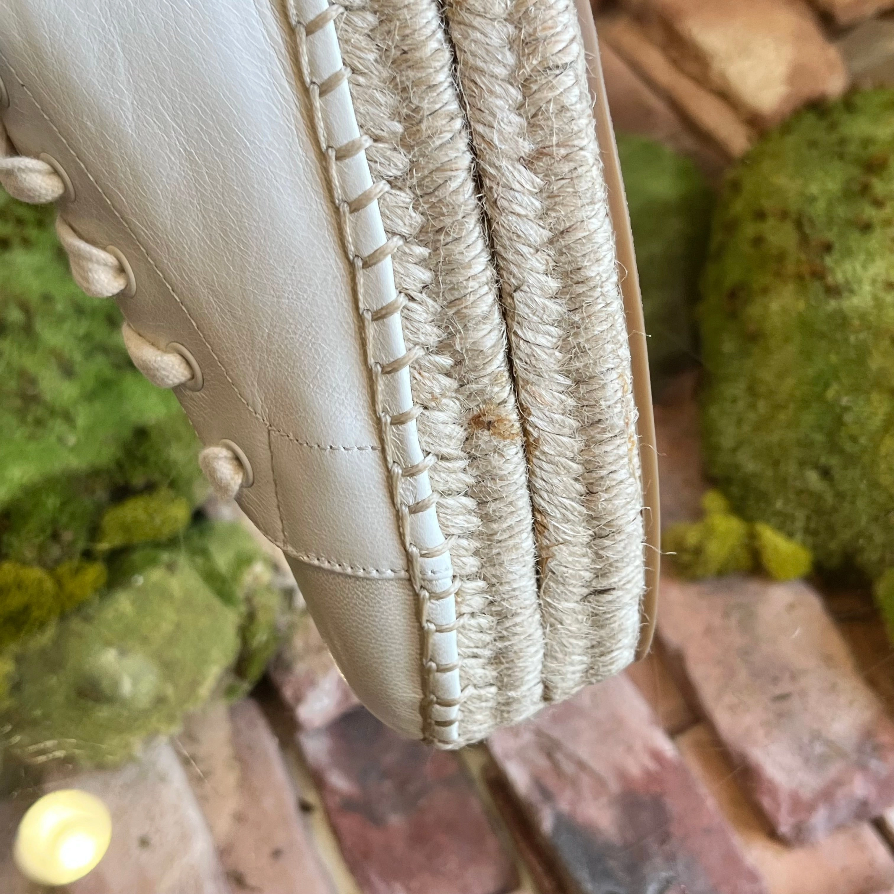 PRADA White Nappa Leather Platform Lace Up Espadrille Sneakers SZ41(11US)