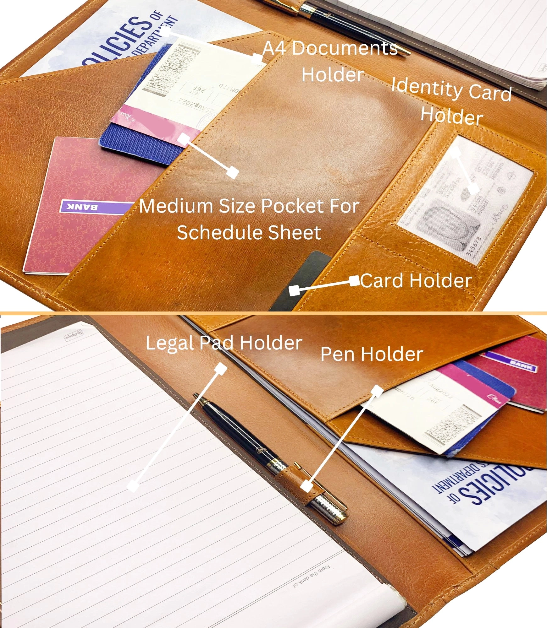 Royal Leather Portfolio (Cognac)