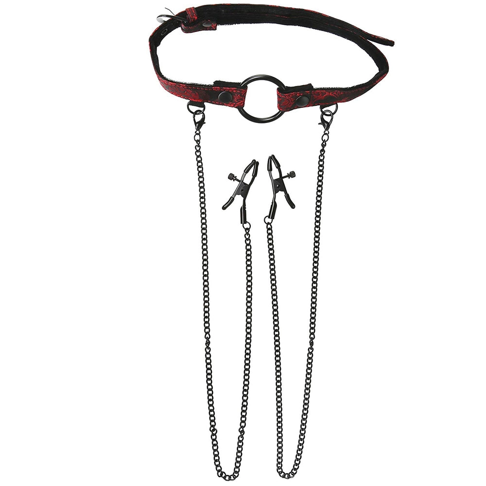 Scandal Open Mouth Gag with Clamps