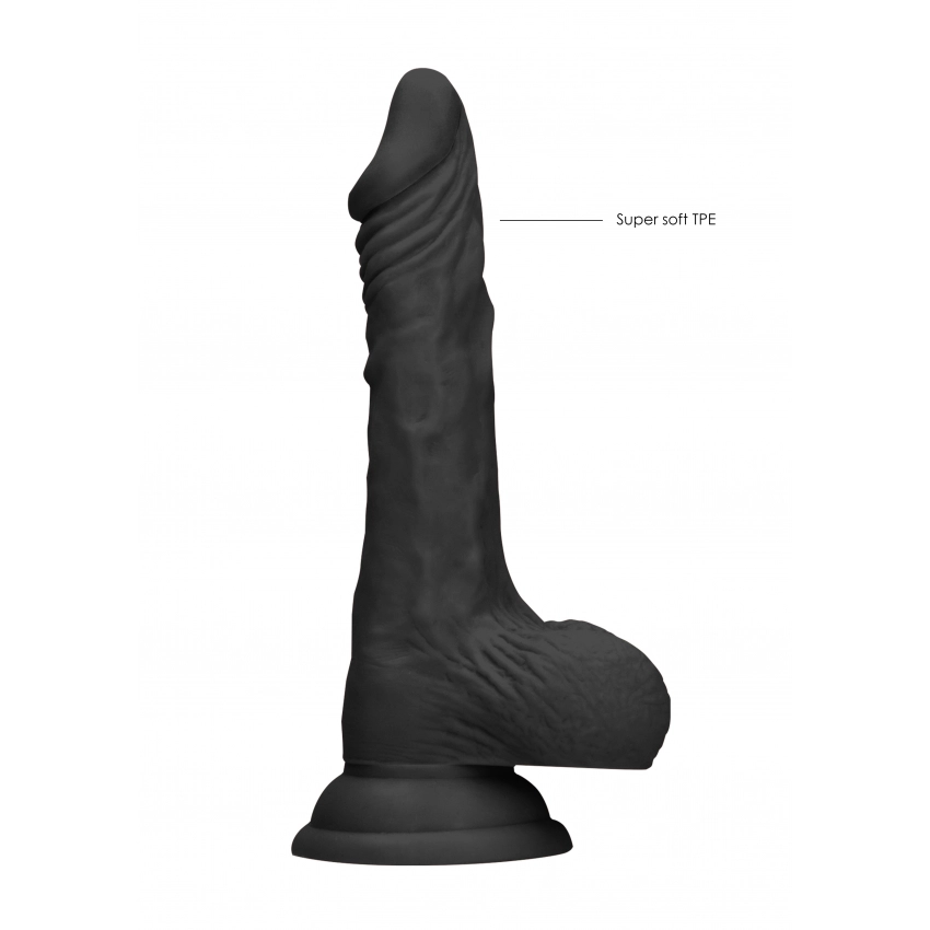 Shots Real Rock Skin Dong With Balls 9 Inch - Black