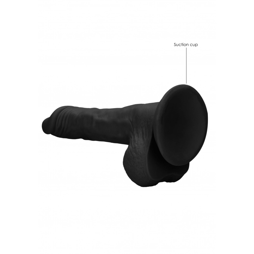 Shots Real Rock Skin Dong With Balls 9 Inch - Black