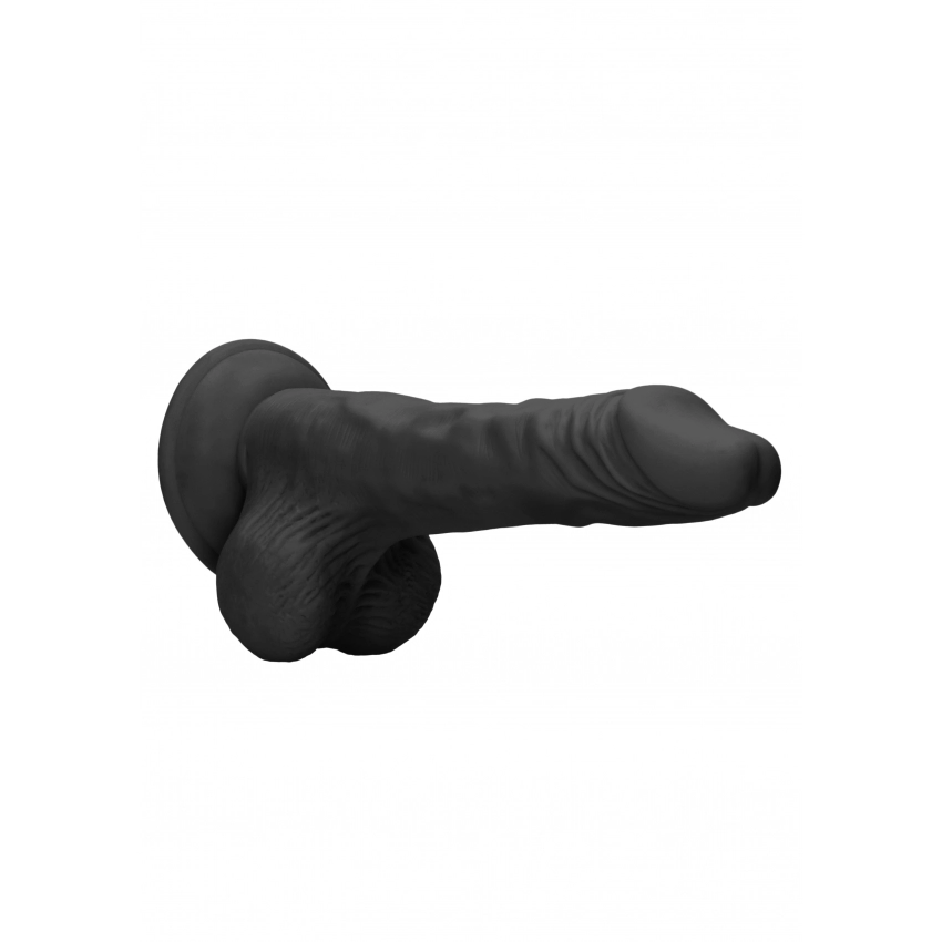Shots Real Rock Skin Dong With Balls 9 Inch - Black