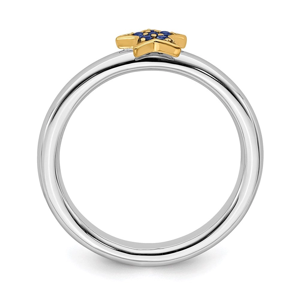 SS Stackable Expression Gold-Plated Cr. Sapphire Star Ring | QSK2173