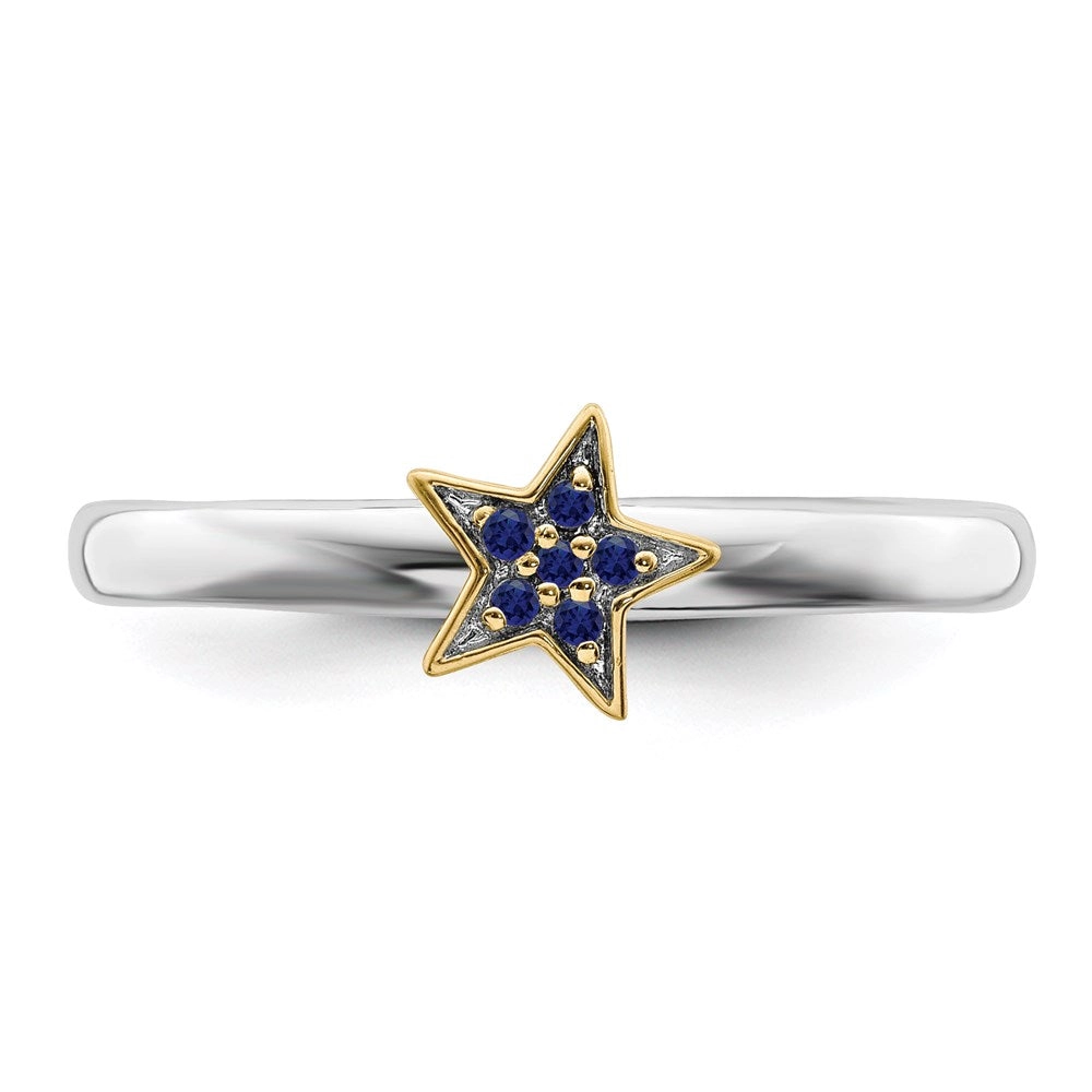 SS Stackable Expression Gold-Plated Cr. Sapphire Star Ring | QSK2173