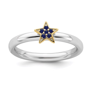 SS Stackable Expression Gold-Plated Cr. Sapphire Star Ring | QSK2173