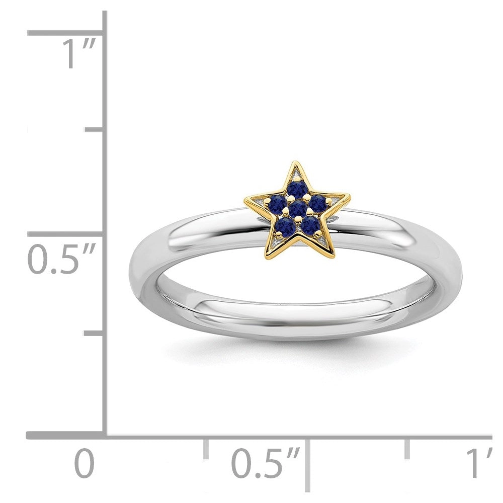 SS Stackable Expression Gold-Plated Cr. Sapphire Star Ring | QSK2173