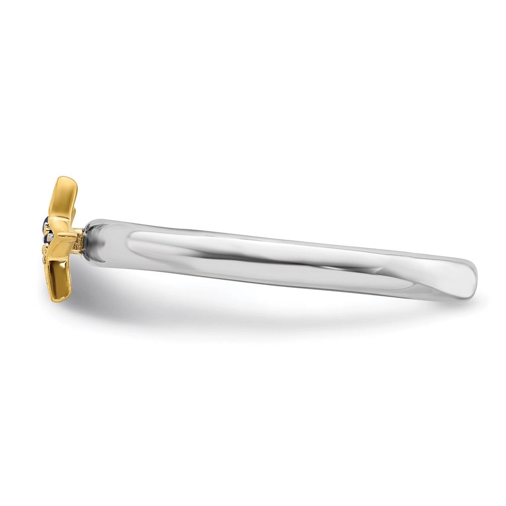 SS Stackable Expression Gold-Plated Cr. Sapphire Star Ring | QSK2173