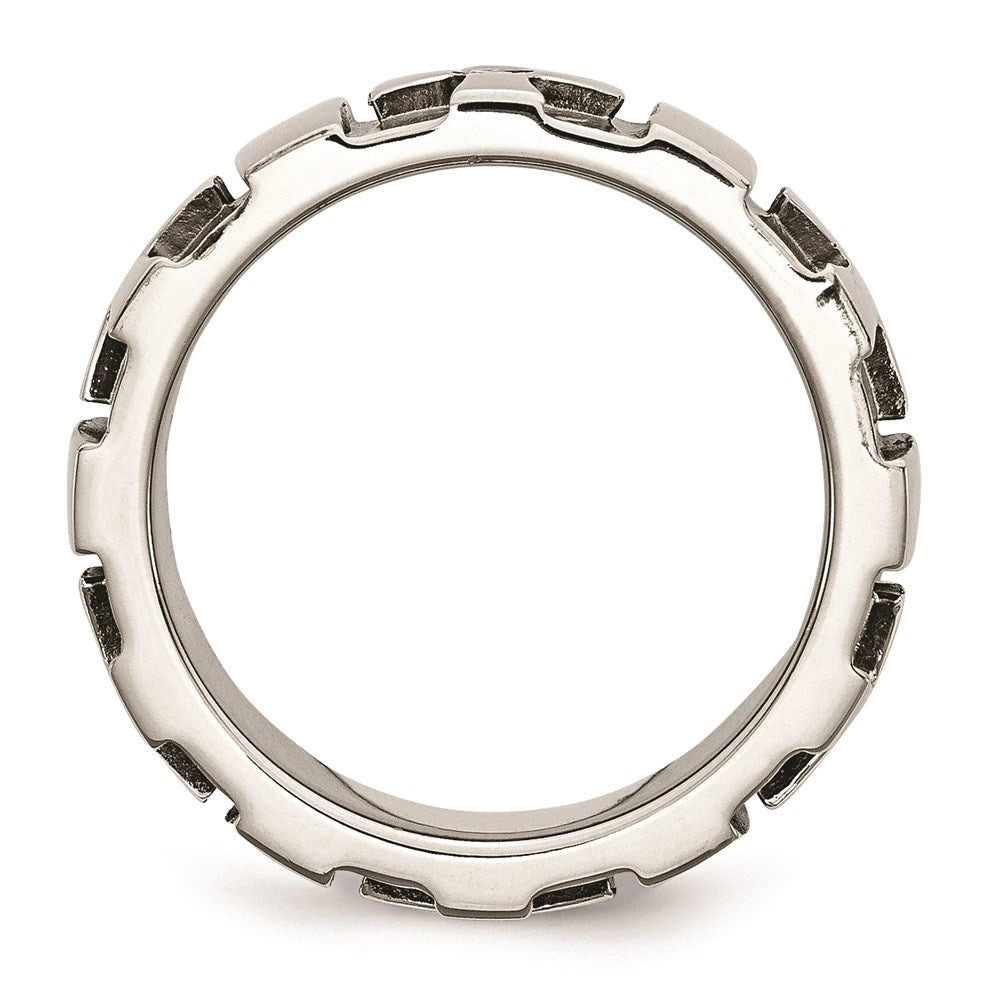Stainless Steel Crosses w/Diamond 9.00mm Brushed & Polished Band | SR67AA