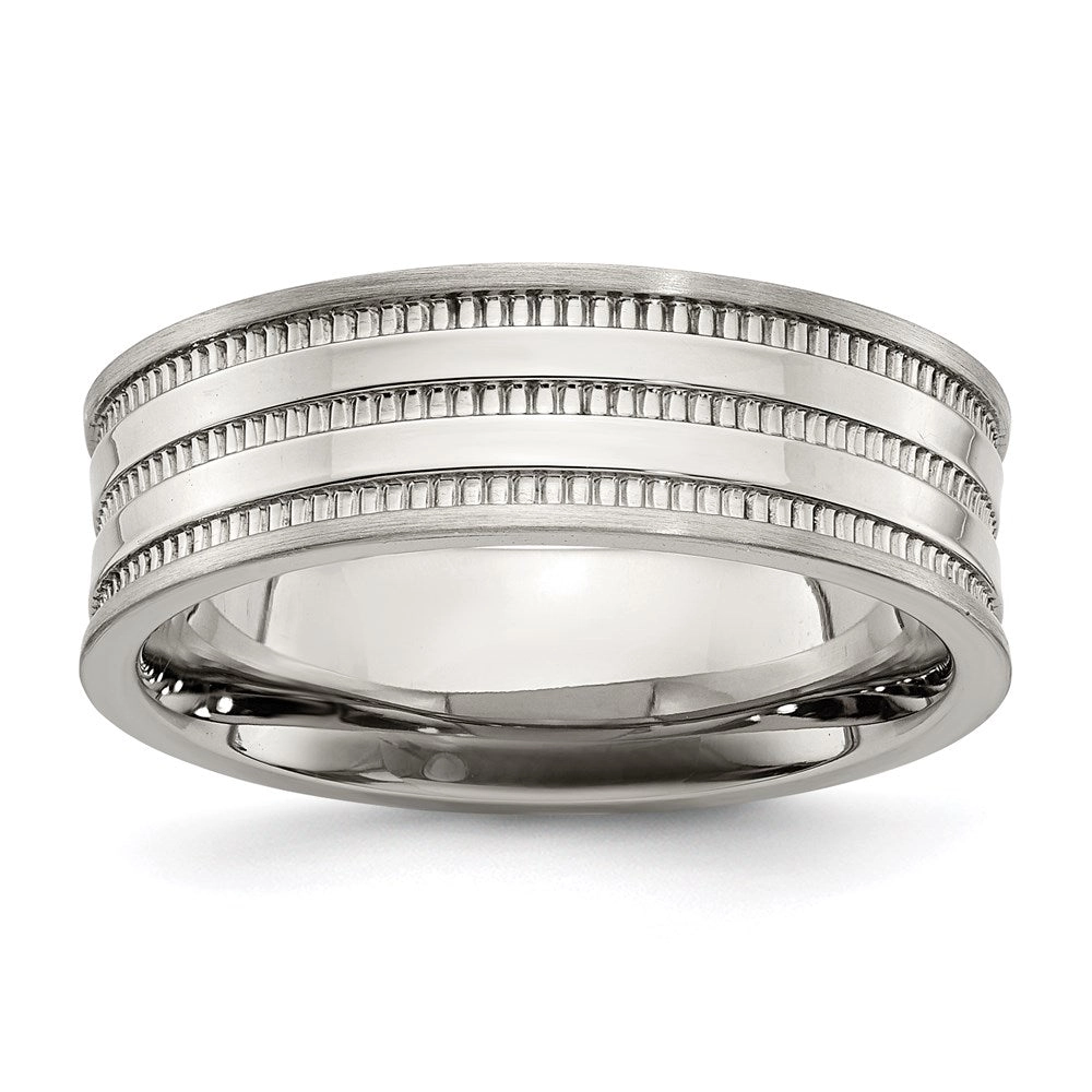 Stainless Steel Polished and Beaded 7mm Band | SR673