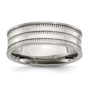 Stainless Steel Polished and Beaded 7mm Band | SR673