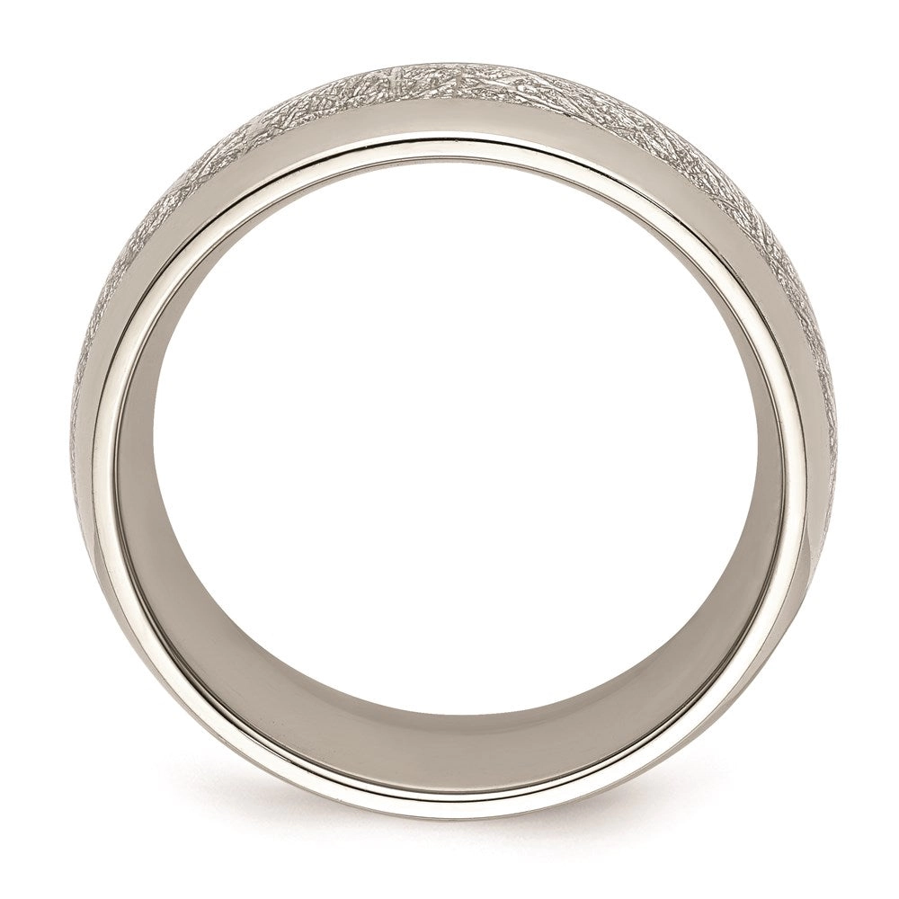 Stainless Steel Polished Glitter Paper Inlay Center 8mm Band | SR677