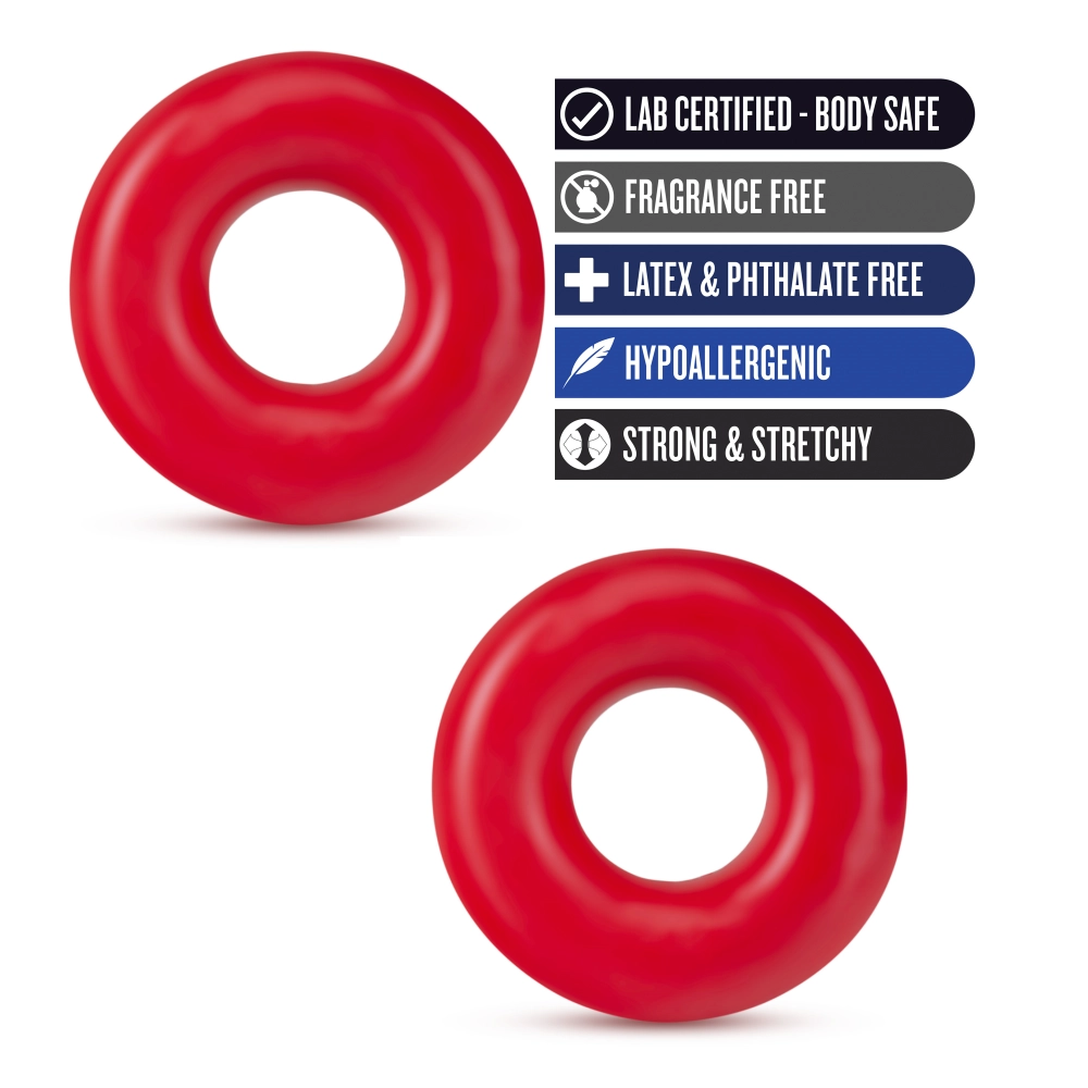 Stay Hard By Blush® | Red Oversized Donut Penis Rings (2-Pack)