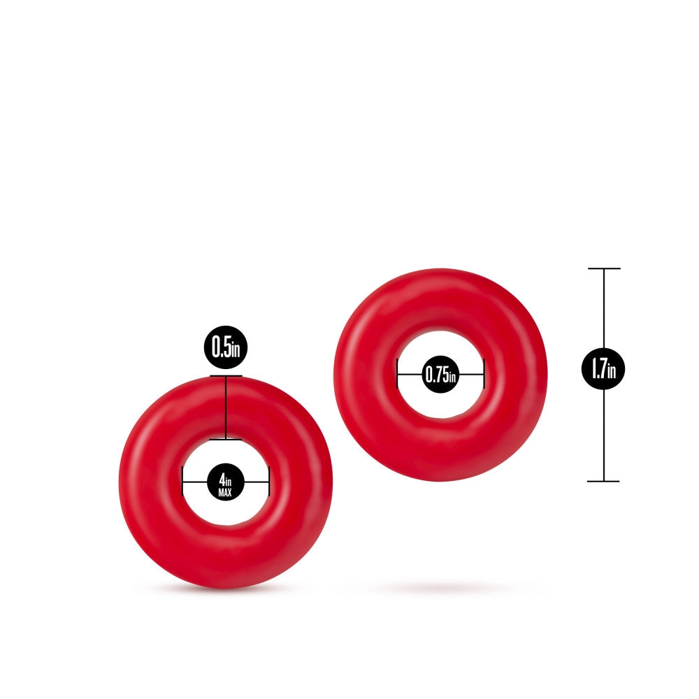 Stay Hard By Blush® | Red Oversized Donut Penis Rings (2-Pack)