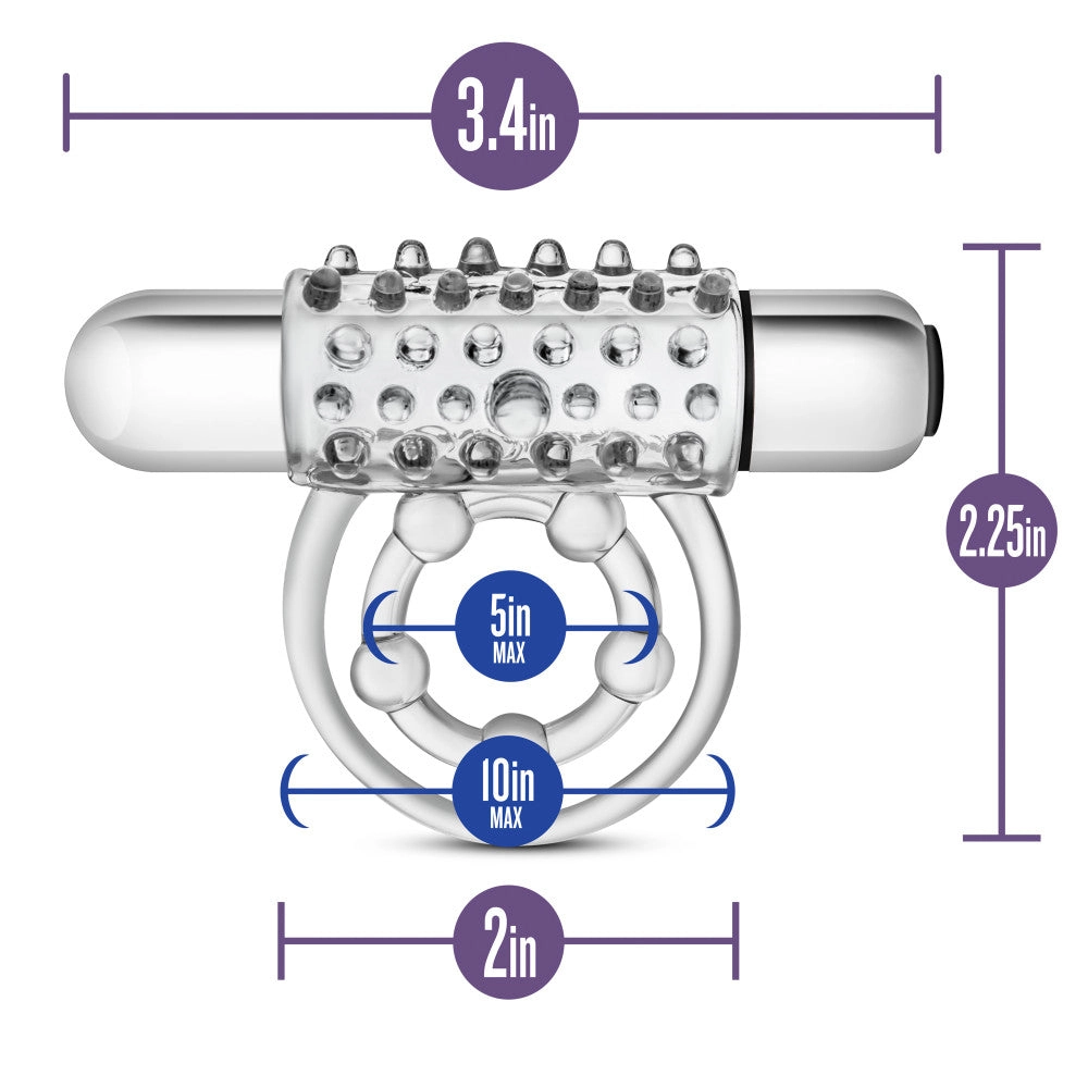 Stay Hard By Blush® | Super Clitifier: 3-In-1 Clear 10-Function Vibrating Penis Ring