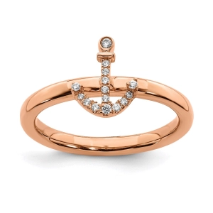 Sterling Silver Rose-tone Plated Stackable Expressions Anchor Diamond Ring | QSK2161