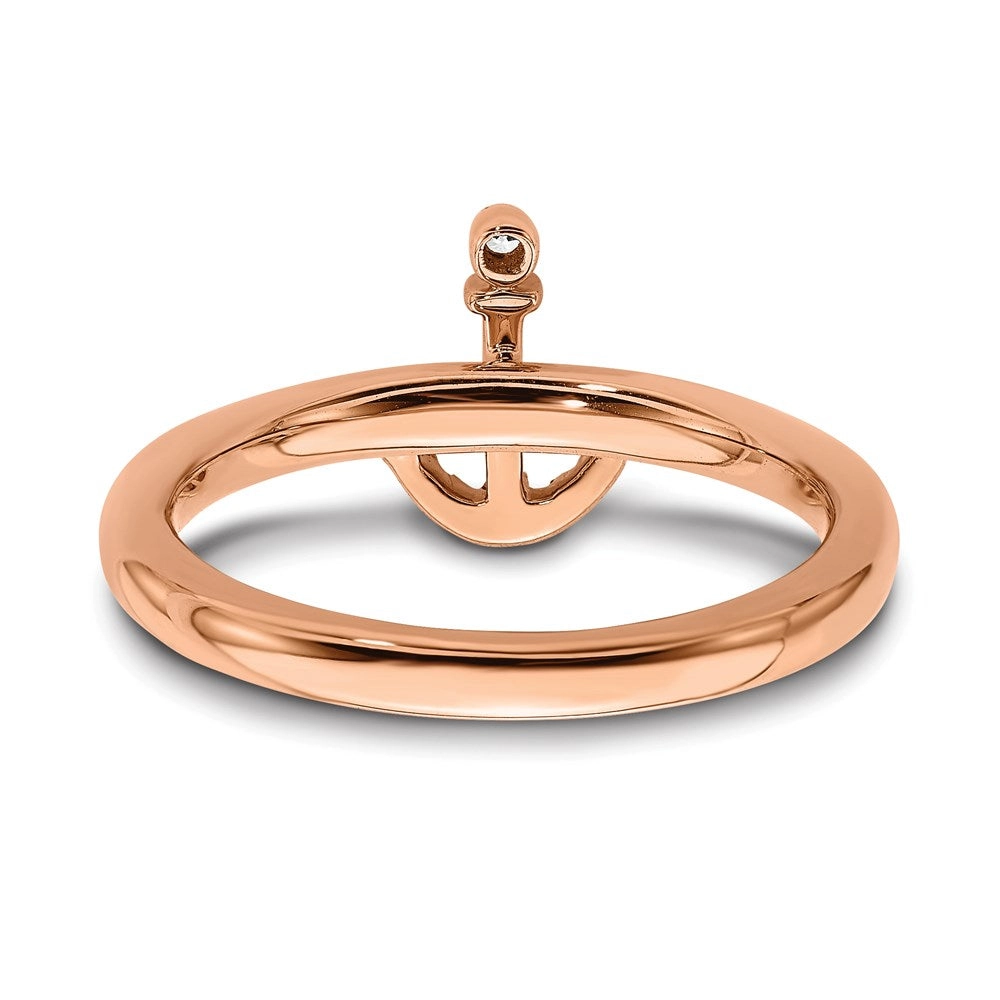 Sterling Silver Rose-tone Plated Stackable Expressions Anchor Diamond Ring | QSK2161