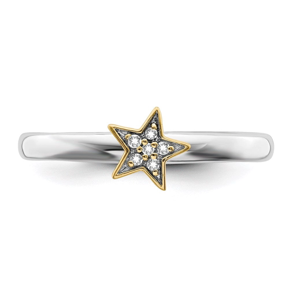 Sterling Silver Stackable Expression Gold-Plated Dia. Star Ring | QSK2175