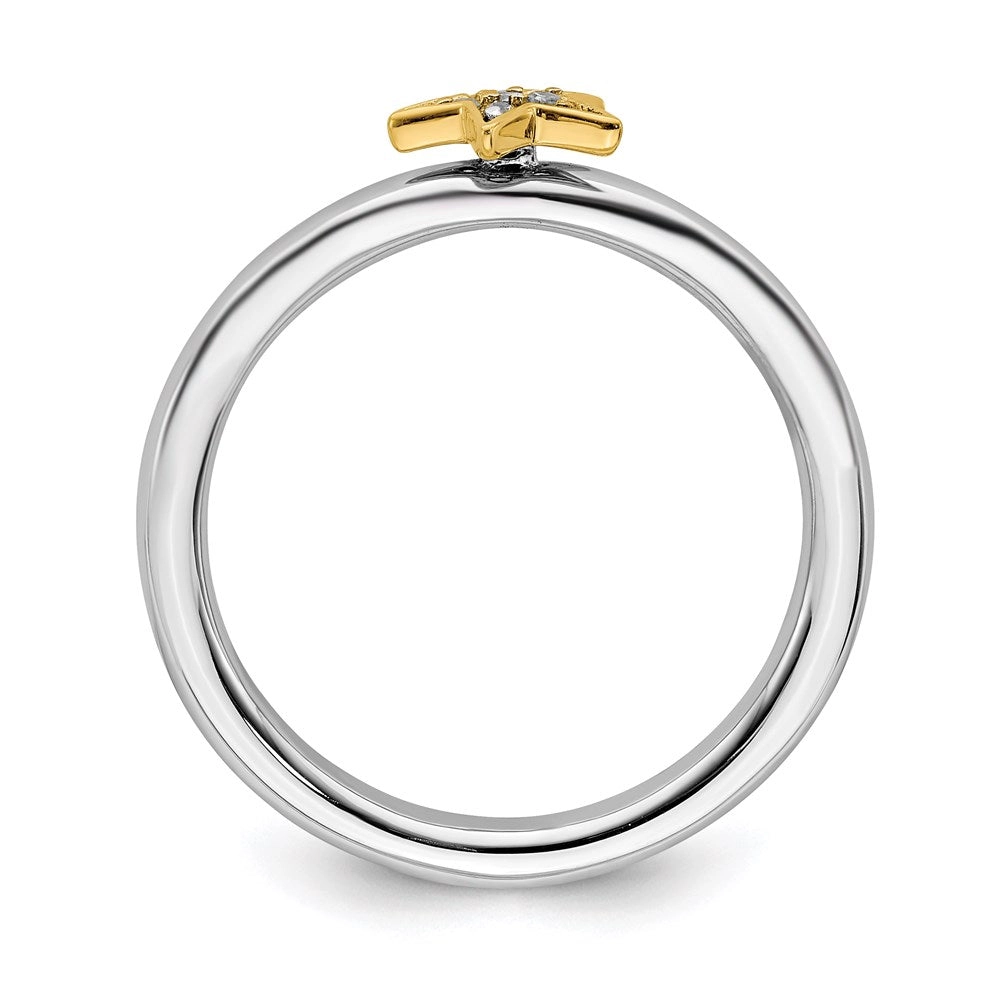 Sterling Silver Stackable Expression Gold-Plated Dia. Star Ring | QSK2175