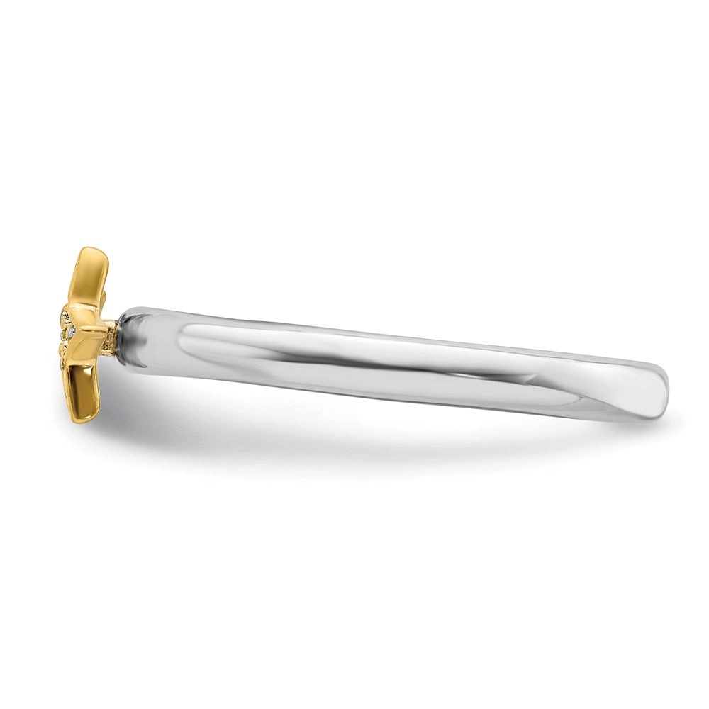 Sterling Silver Stackable Expression Gold-Plated Dia. Star Ring | QSK2175