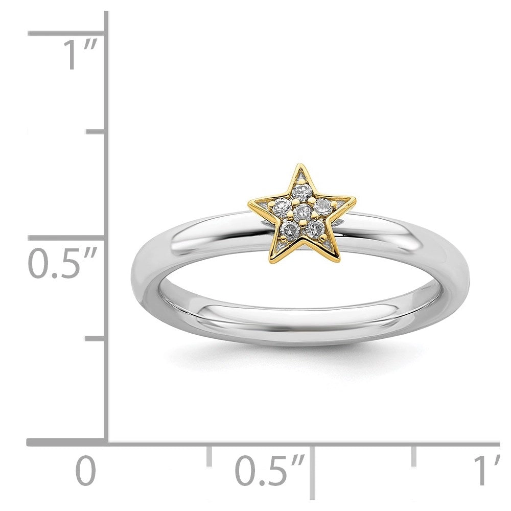 Sterling Silver Stackable Expression Gold-Plated Dia. Star Ring | QSK2175