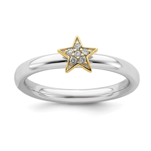 Sterling Silver Stackable Expression Gold-Plated Dia. Star Ring | QSK2175
