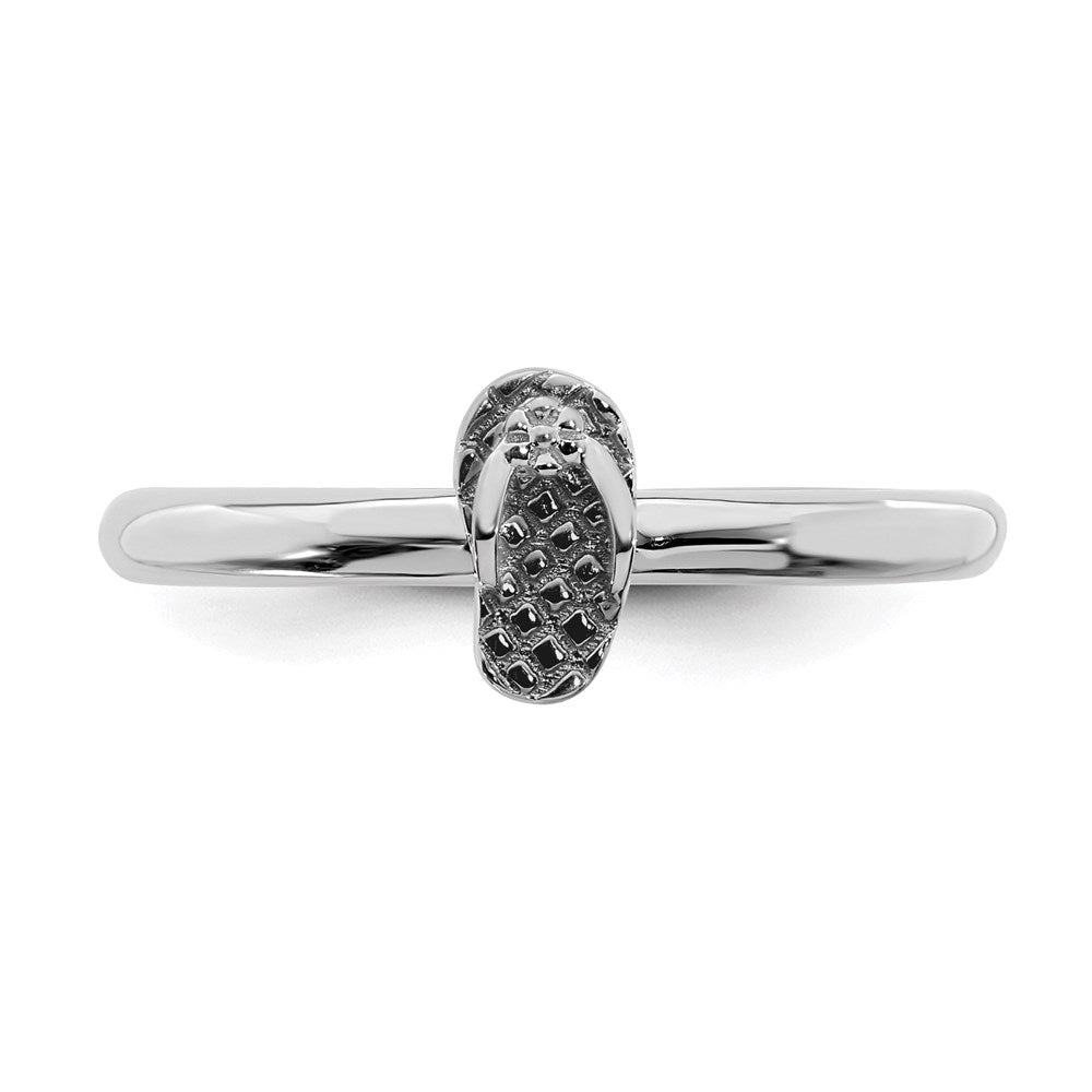Sterling Silver Stackable Expressions Antiqued Flip Flop Ring | QSK1968