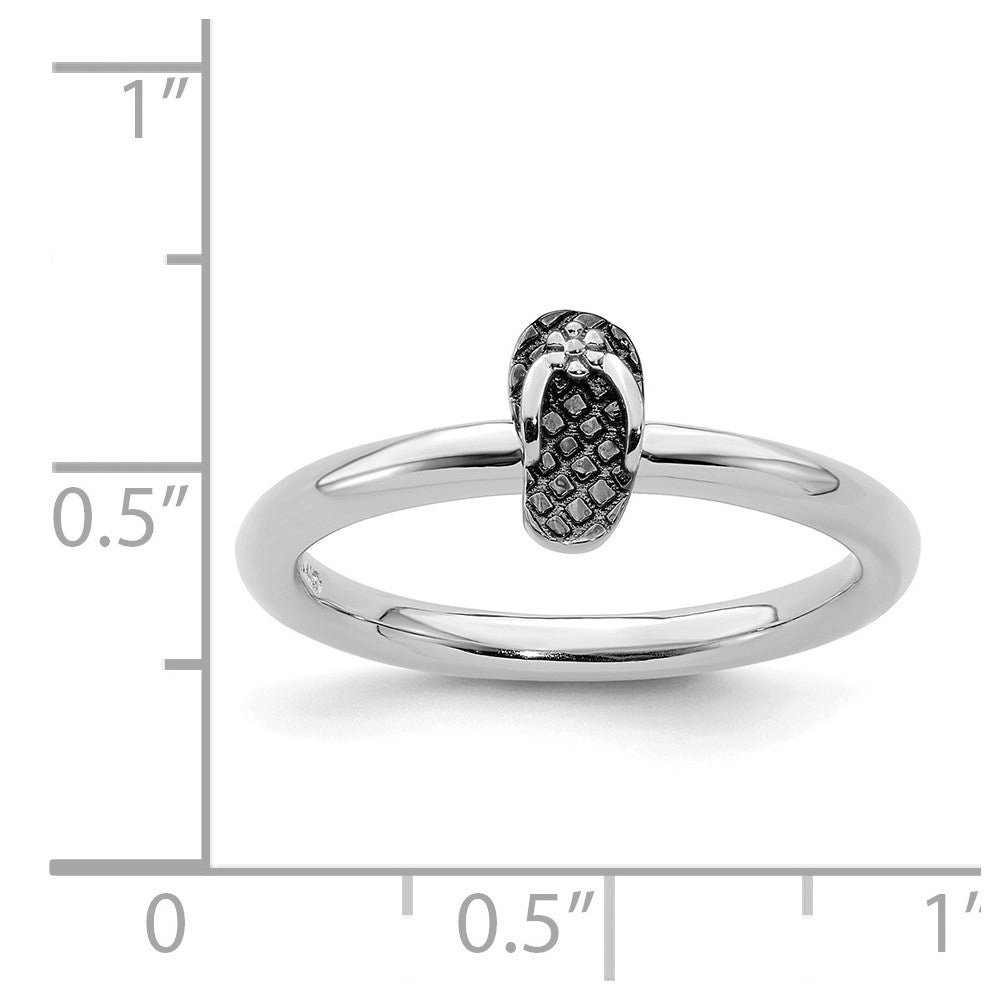 Sterling Silver Stackable Expressions Antiqued Flip Flop Ring | QSK1968
