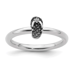 Sterling Silver Stackable Expressions Antiqued Flip Flop Ring | QSK1968