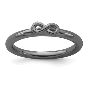 Sterling Silver Stackable Expressions Black-plated Infinity Symbol Ring | QSK1974
