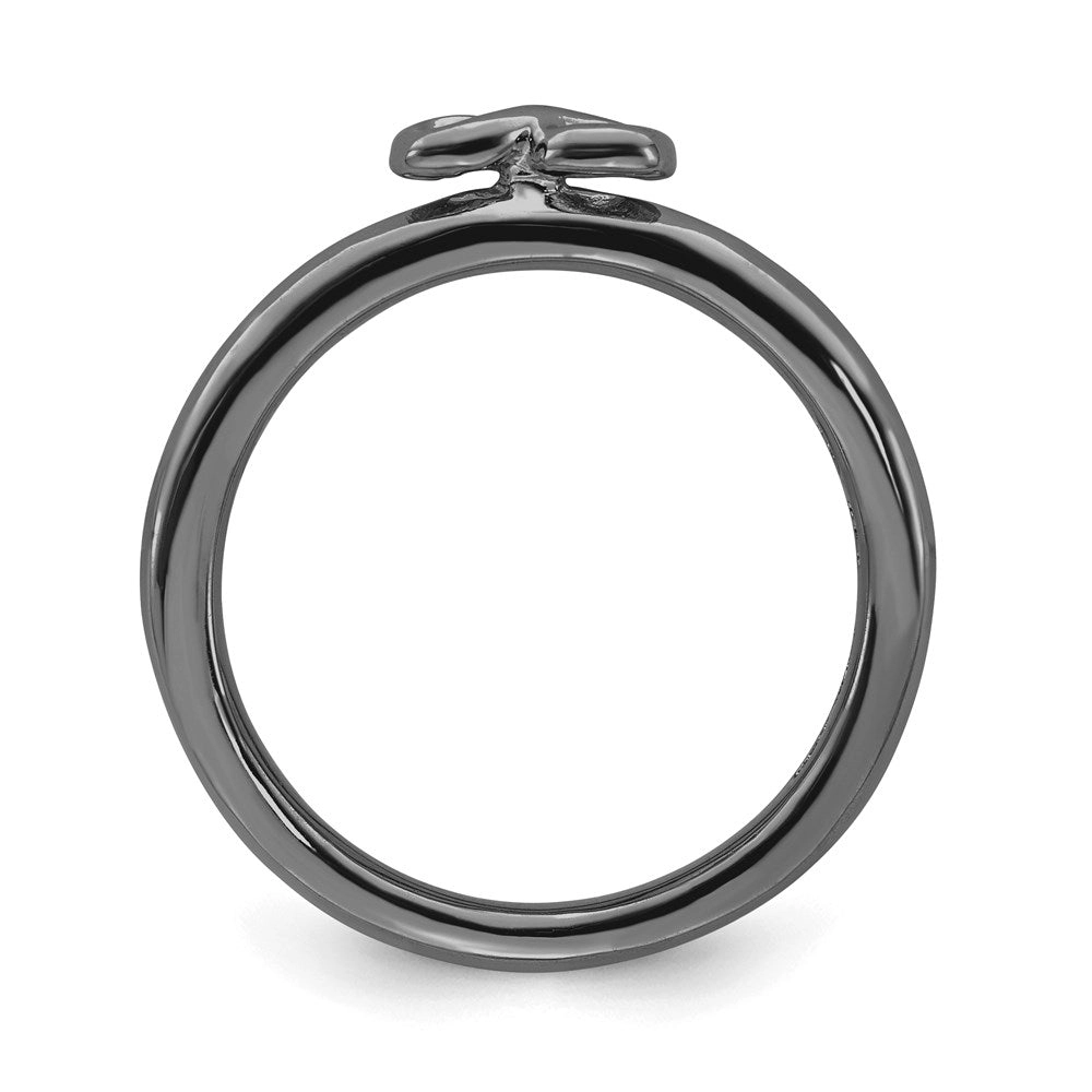 Sterling Silver Stackable Expressions Black-plated Infinity Symbol Ring | QSK1974
