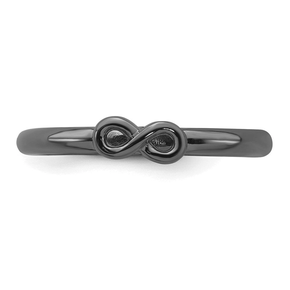 Sterling Silver Stackable Expressions Black-plated Infinity Symbol Ring | QSK1974