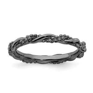Sterling Silver Stackable Expressions Black-plated Twist Ring | QSK2003