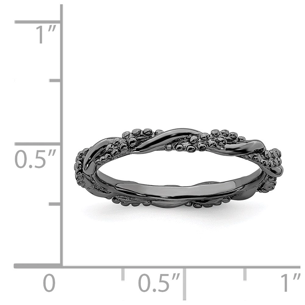 Sterling Silver Stackable Expressions Black-plated Twist Ring | QSK2003