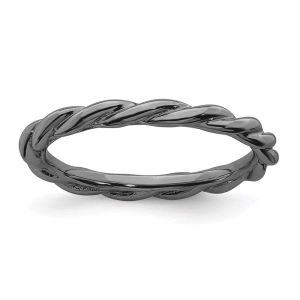 Sterling Silver Stackable Expressions Black-plated Twist Ring | QSK2007