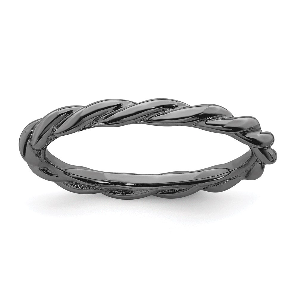 Sterling Silver Stackable Expressions Black-plated Twist Ring | QSK2007