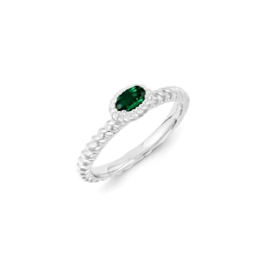 Sterling Silver Stackable Expressions Created Emerald Ring | QSK1115