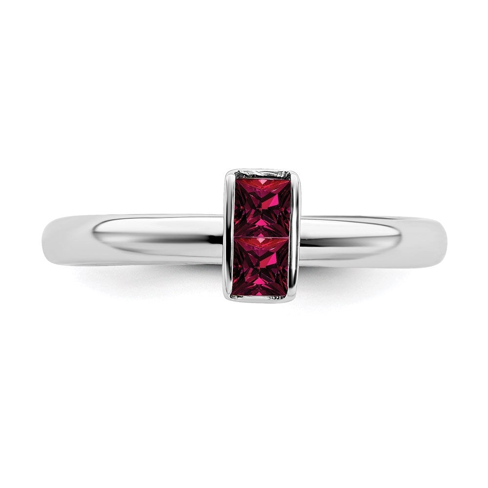 Sterling Silver Stackable Expressions Created Ruby Ring | QSK2118