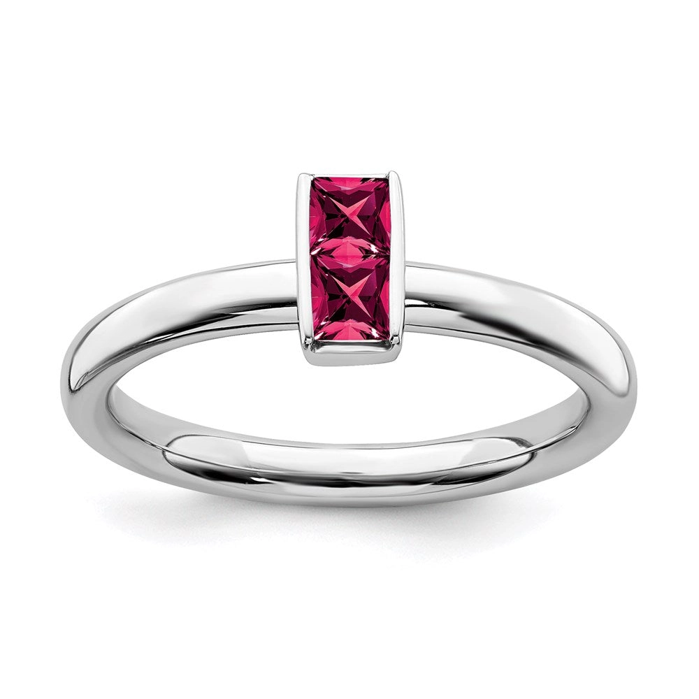 Sterling Silver Stackable Expressions Created Ruby Ring | QSK2118