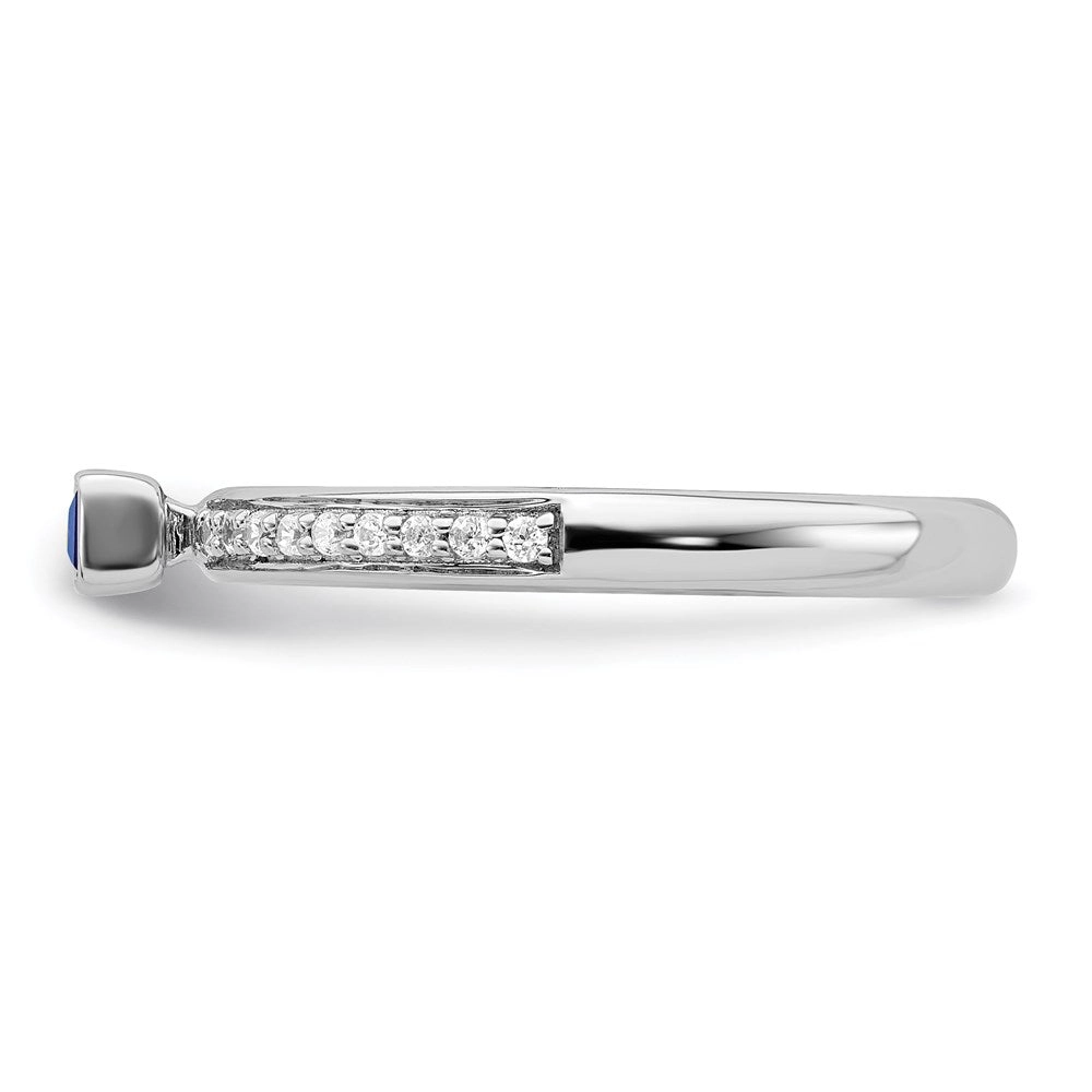 Sterling Silver Stackable Expressions Created Sapphire & Diamond Ring | QSK2144