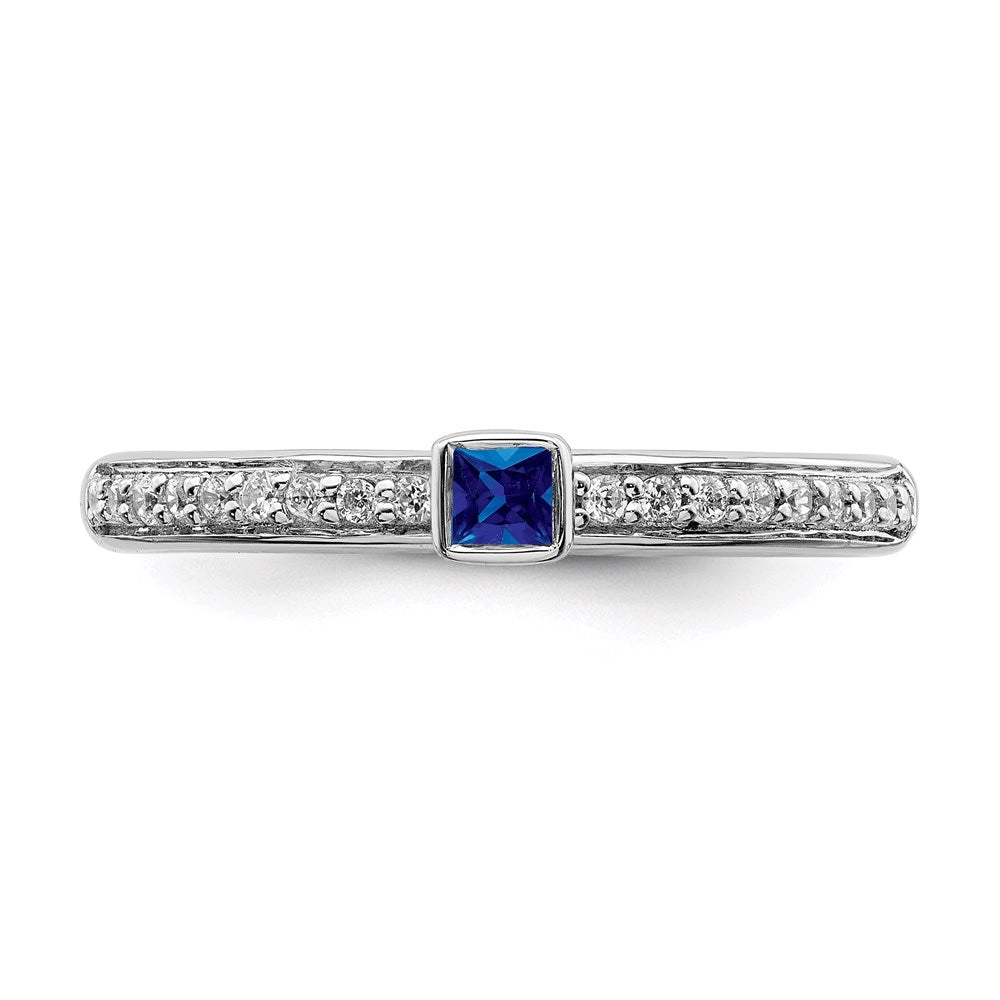 Sterling Silver Stackable Expressions Created Sapphire & Diamond Ring | QSK2144