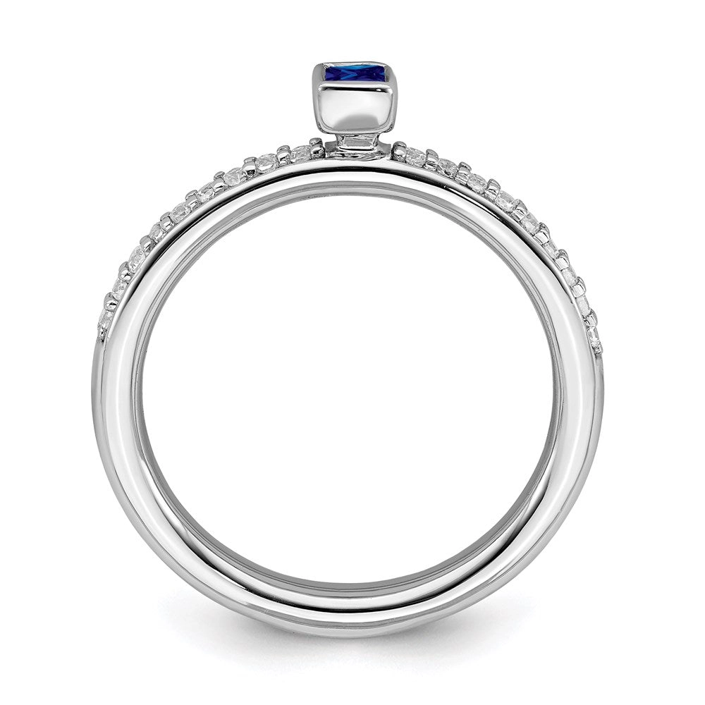 Sterling Silver Stackable Expressions Created Sapphire & Diamond Ring | QSK2144