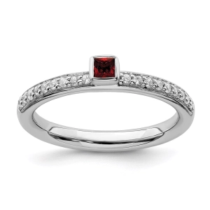 Sterling Silver Stackable Expressions Garnet & Diamond Ring | QSK2136