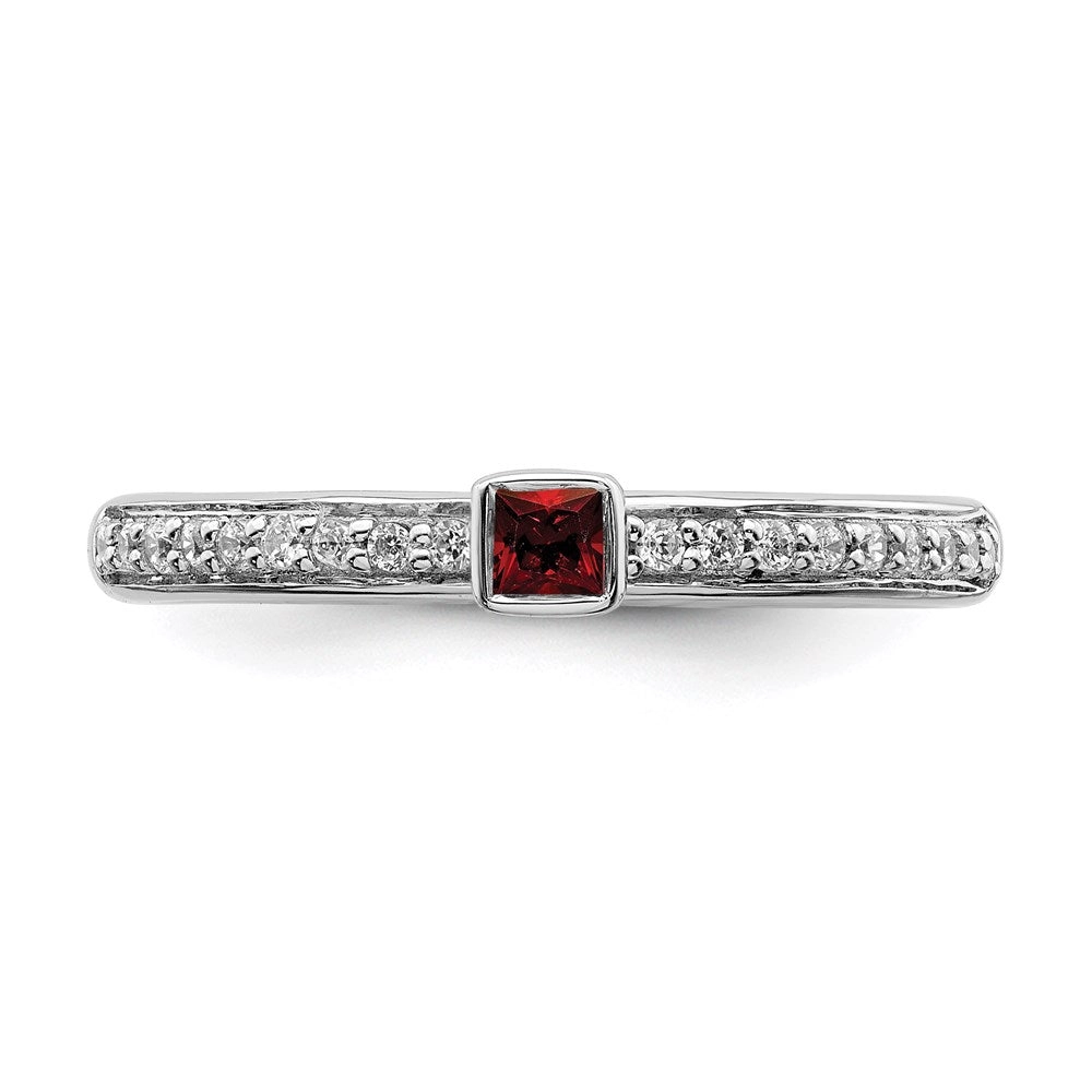 Sterling Silver Stackable Expressions Garnet & Diamond Ring | QSK2136