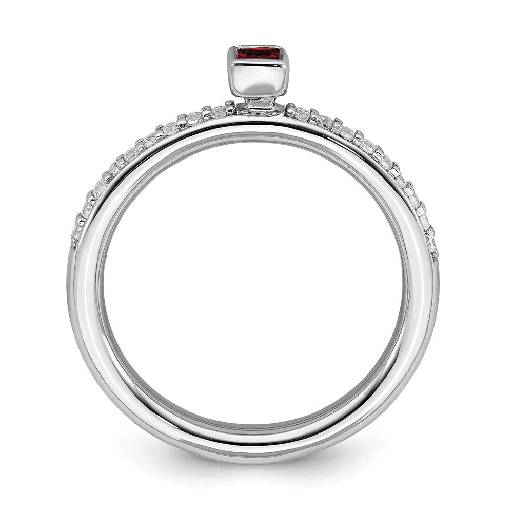 Sterling Silver Stackable Expressions Garnet & Diamond Ring | QSK2136